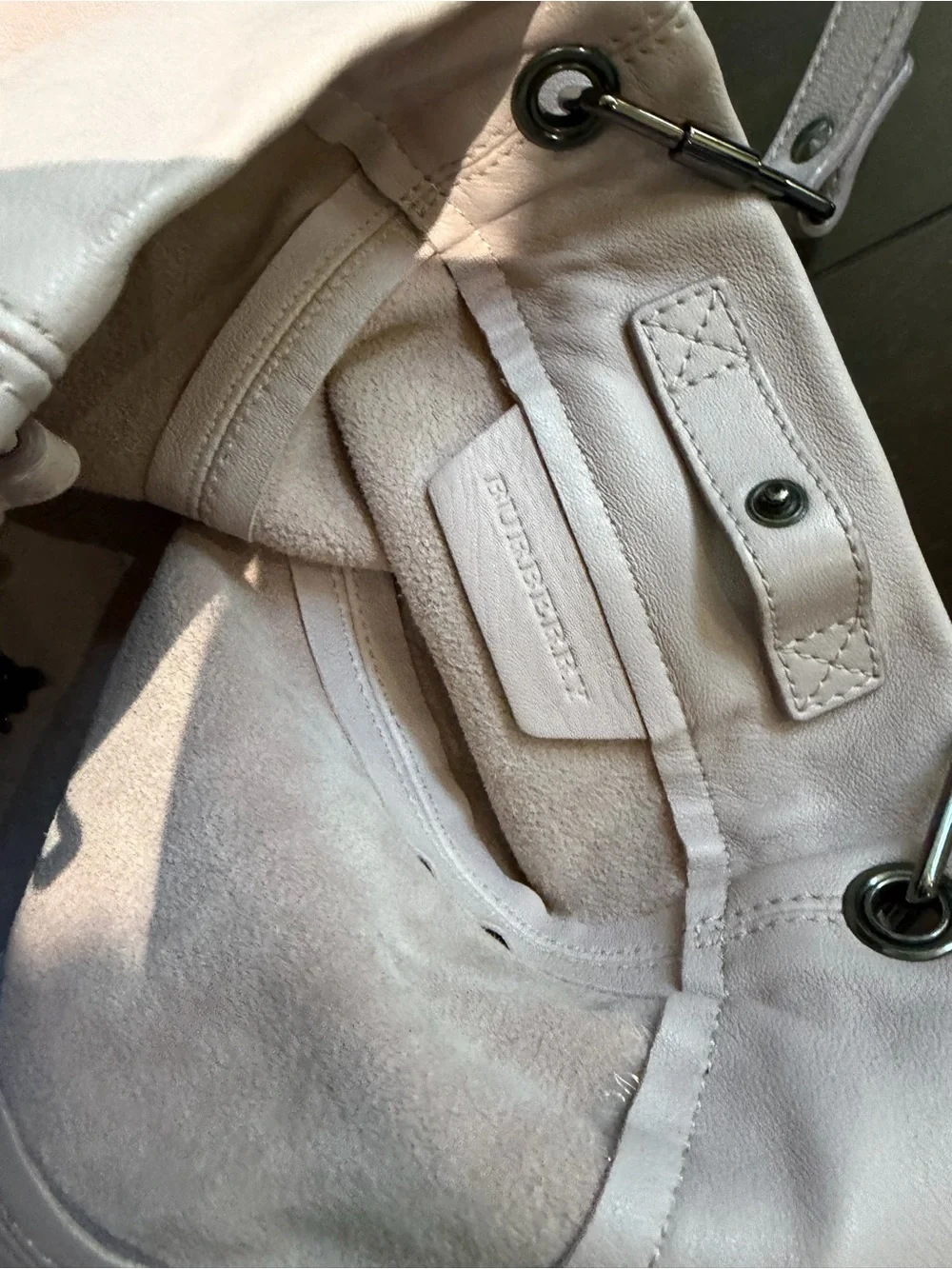 Burberry Pale Pink Leather Tote with Signature Horseferry Motif